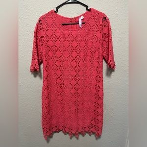 Francesca’s Pink Embroidered Short Sleeve Summer Dress